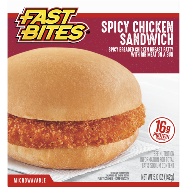 Frozen Meat & Seafood Fast Bites Spicy Breaded Chicken Sandwich, 5 oz (Frozen) hero