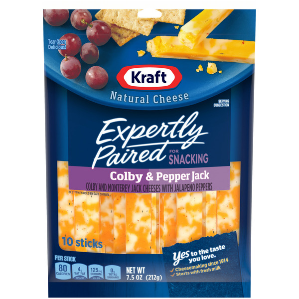 Packaged Cheese Kraft Colby & Pepper Jack Marbled Cheese Snacks hero