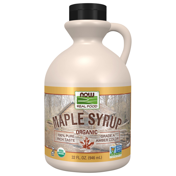 Honeys, Syrups & Nectars NOW Maple Syrup, Organic Grade A Amber Color hero