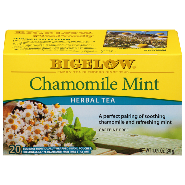 Tea (Loose, Bags and Pods) Bigelow Chamomile Mint Herbal Tea Bags hero