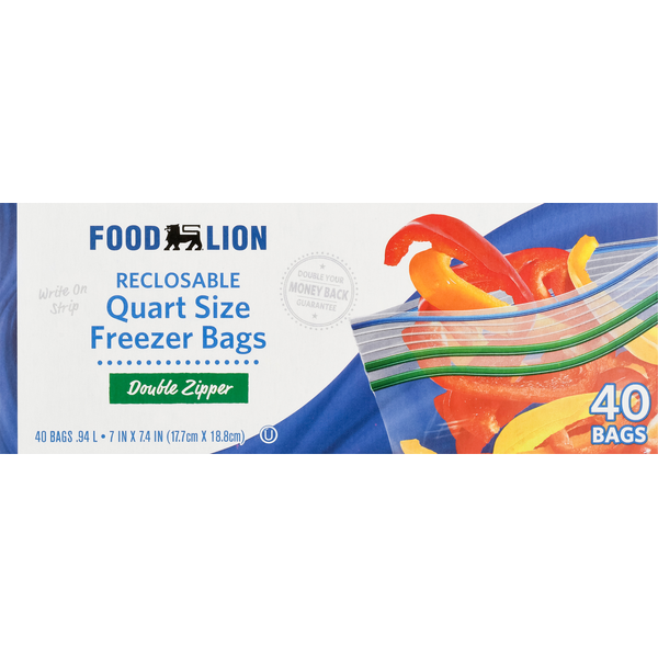 Food Wraps & Storage Food Lion Reclosable Quart Freezer Bag hero