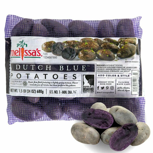 Packaged Vegetables & Fruits Melissa's Dutch Blue Potatoes hero