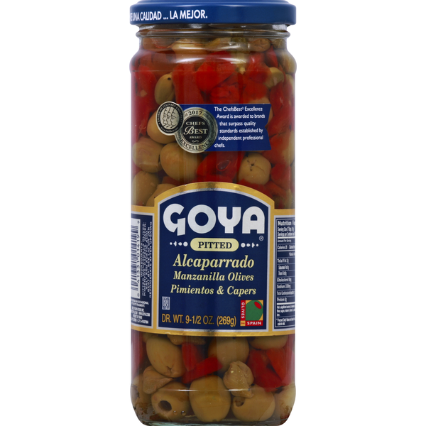 Pickled Goods & Olives Goya Pitted Alcaparrado Manzanilla Olives, Pimientos & Capers hero