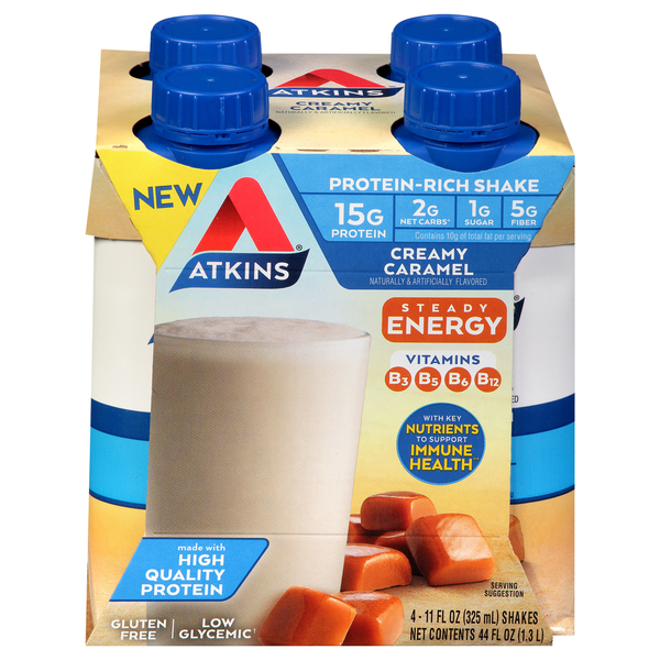 Energy & Sports Drinks Atkins Shake, Protein-Rich, Creamy Caramel hero