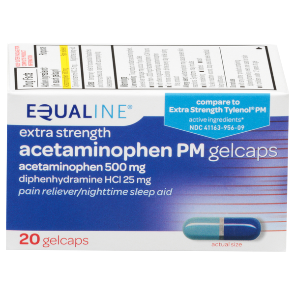 Muscles, Joints & Pain Relief Equaline Acetaminophen PM, Extra Strength, 500 mg, Gelcaps hero