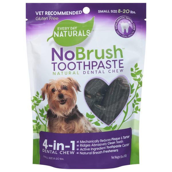 Dog Food & Care Every Day Naturals NoBrush Dental Chew, Natural, Toothpaste, Small Size (8-20 lbs) hero