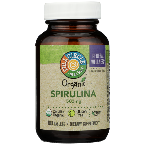 Vitamins & Supplements Full Circle Spirulina 500 Mg Green Super Food General Wellness Dietary Supplement Vegan Tablets hero