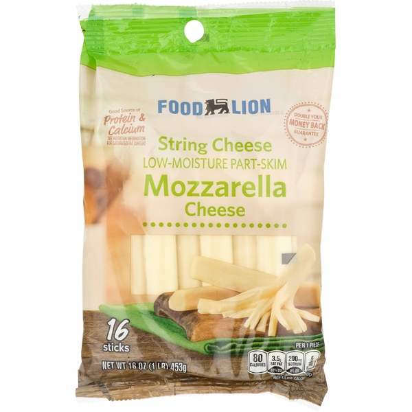 Packaged Cheese Food Lion Regular String Cheese Part Skim Mozzarella Cheese hero