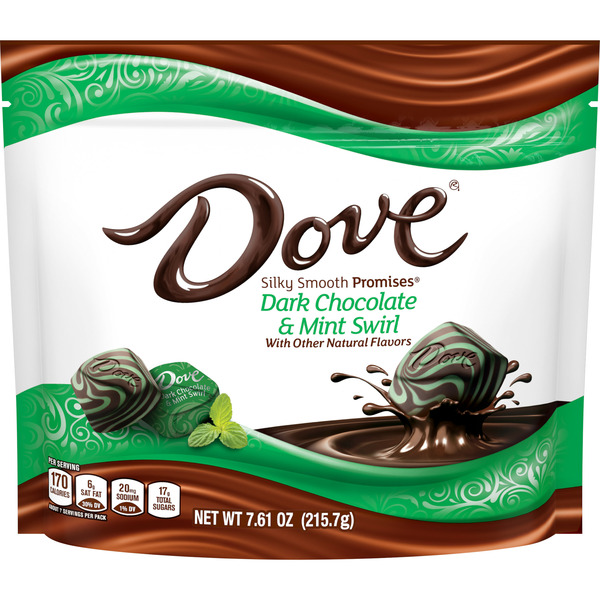 Candy & Chocolate Dove PROMISES Mint Swirl Dark Chocolate Candy Individually Wrapped hero