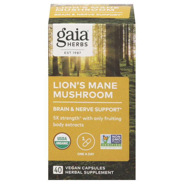 Mushrooms, Herbs & Tinctures Gaia Herbs Lion's Mane Mushroom, Vegan Capsules hero