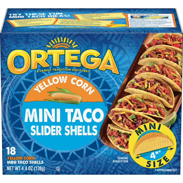 Ortega Slider Shells, Yellow Corn, Mini Taco hero