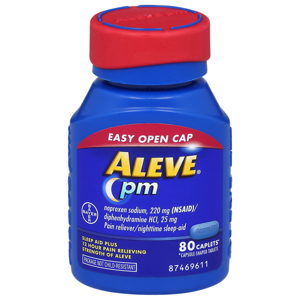 Muscles, Joints & Pain Relief Aleve Pain Reliever/Nighttime Sleep-Aid, PM, Caplets hero