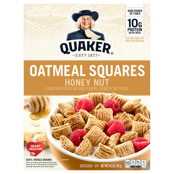 Cereal Quaker Oatmeal Squares, Honey Nut hero