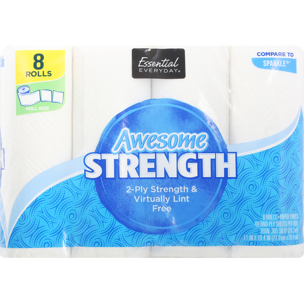 Paper Goods Essential Everyday Paper Towels, Awesome, 2-Ply Strength, Virtually Lint Free, Full Size hero