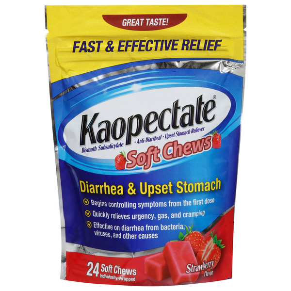 Muscles, Joints & Pain Relief Kaopectate Diarrhea & Upset Stomach, Strawberry Flavor, Soft Chews, hero