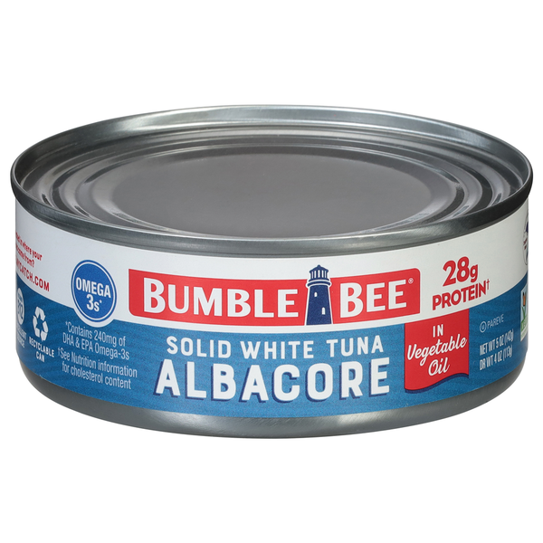 Canned Meat & Seafood Bumble Bee Tuna, in Vegetable Oil, White, Solid, Albacore hero