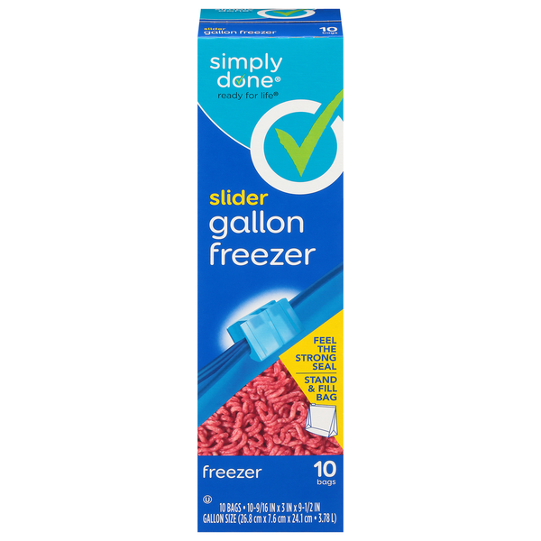 Simply Done Freezer Bags, Slider, Gallon Size hero