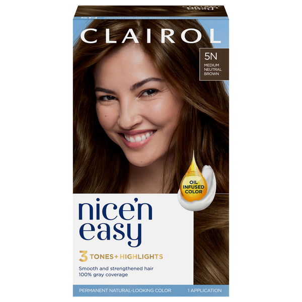 Hair Care Clairol Hair Color, Permanent, Medium Neutral Brown 5N hero