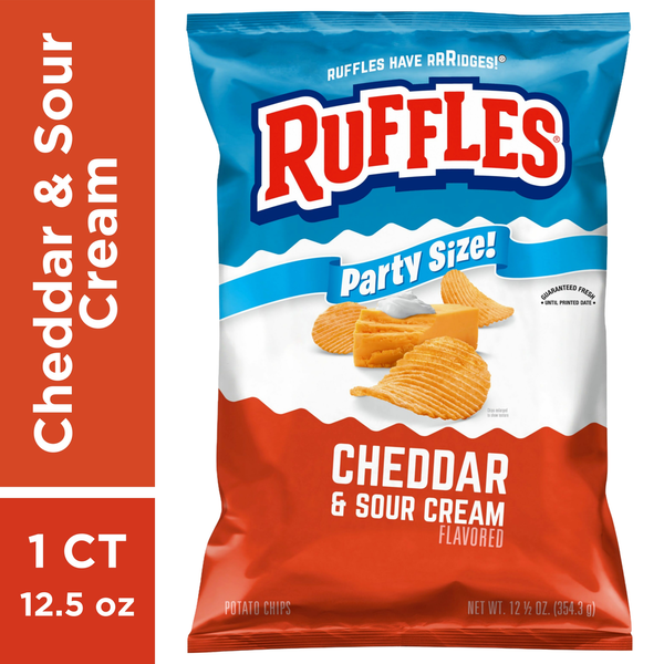 Ruffles Potato Chips, Cheddar & Sour Cream Flavored, Party Size hero