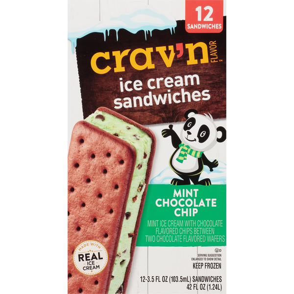 Ice Cream & Ice Crav'n Flavor Ice Cream Sandwiches, Mint Chocolate Chip hero