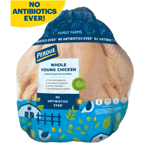 Poultry and Turkey Perdue Fresh and All Natural Whole Young Chicken hero