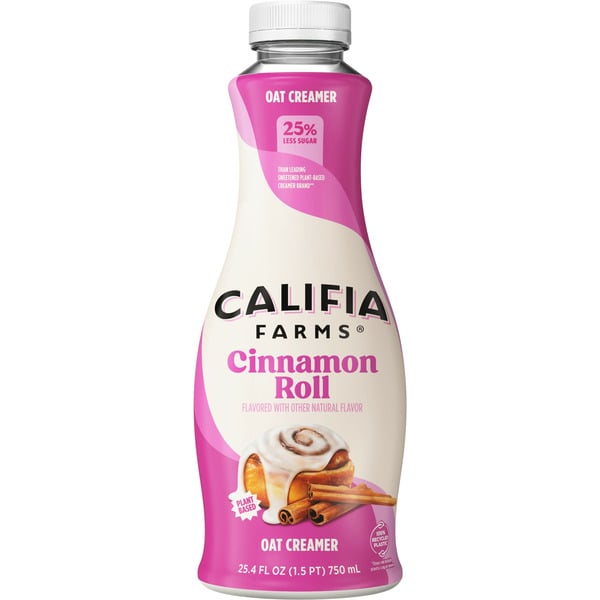 Cream Califia Farms Cinnamon Roll Oat Milk Coffee Creamer hero