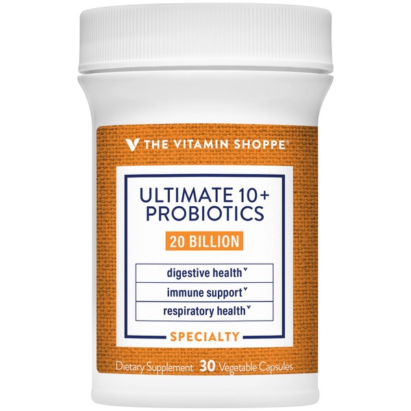 Probiotics The Vitamin Shoppe Ultimate 10+ Probiotics - 20 Billion CFUs (30 Vegetable Capsules) hero