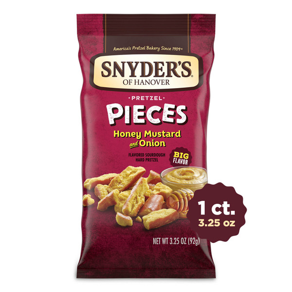 Chips & Pretzels Snyder's of Hanover Honey Mustard & Onion Pretzel Pieces hero