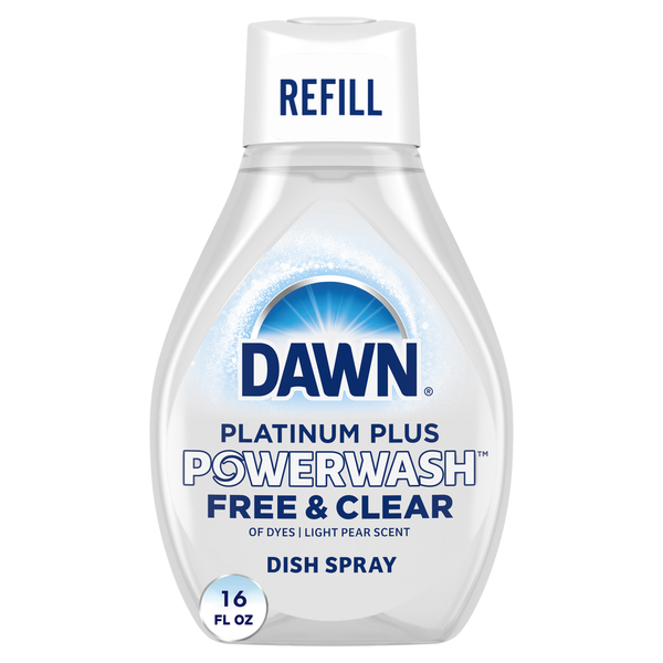 Dish Detergents Dawn Free & Clear Powerwash Dish Spray, Dish Soap, Pear Scent Refill hero