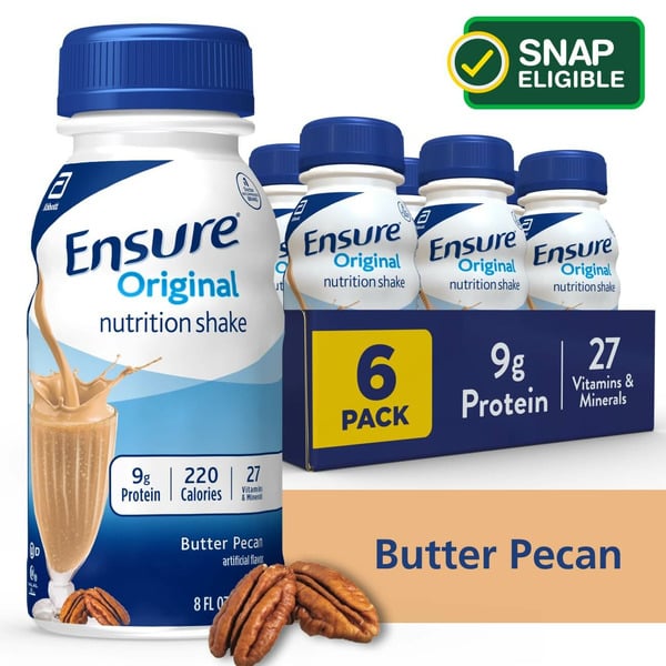 Protein & Meal Replacements Ensure Original Nutrition Shake Butter Pecan Ready-to-Drink Bottles hero