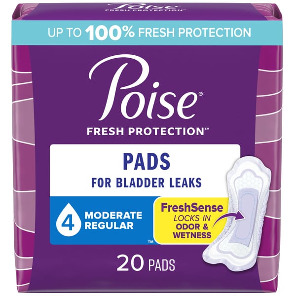 Adult Care Poise Incontinence Pads, Moderate Absorbency, Regular Length hero