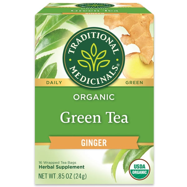 Tea (Loose, Bags and Pods) Traditional Medicinals Organic Green Tea Ginger hero