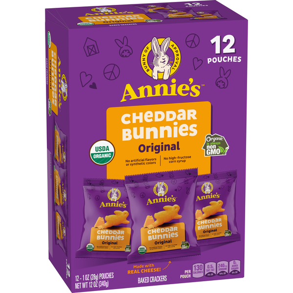 Crackers Annie's Organic Cheddar Bunnies Original Baked Snack Crackers hero