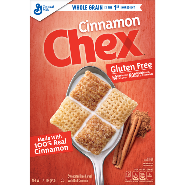 Cereal Chex Cinnamon  Cereal, Gluten Free hero