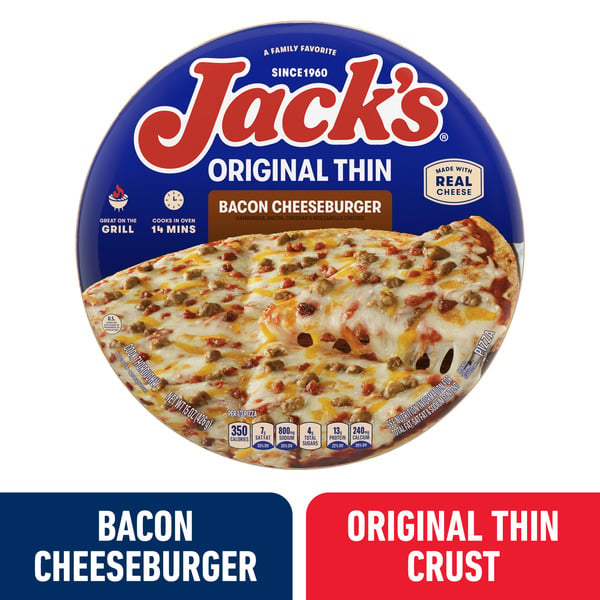 Frozen Pizza Jack's Original Thin Bacon Cheeseburger Frozen Pizza hero