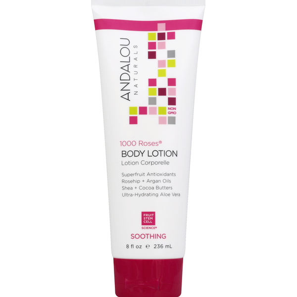 Body Care | Lotion, Sunscreen Andalou Naturals Body Lotion, Soothing, 1000 Roses hero