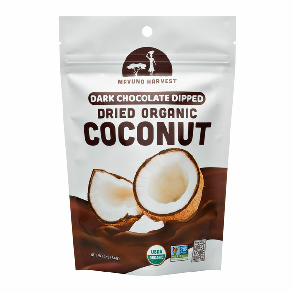 Mavuno Harvest Organic Dried Coconut dipped in Dark Chocolate hero