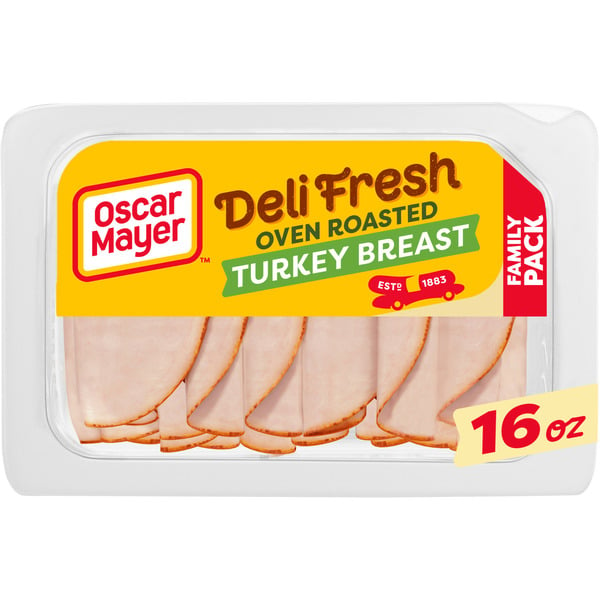 Lunch Meat-Prepackaged Oscar Mayer Deli Fresh Oven Roasted Turkey Breast Sliced Sandwich Lunch Meat Family Size hero