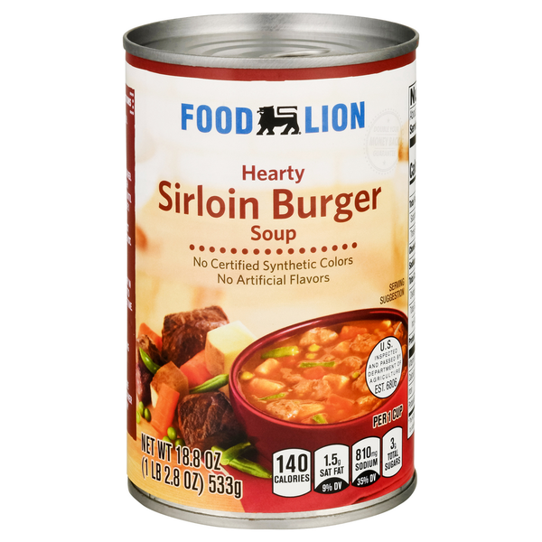 Soup, Broth & Bouillon Food Lion Soup, Sirloin Burger, Hearty hero