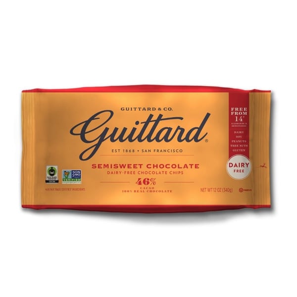 Baking Ingredients Guittard Chocolate Semisweet Chocolate, Dairy Free Baking Chips hero