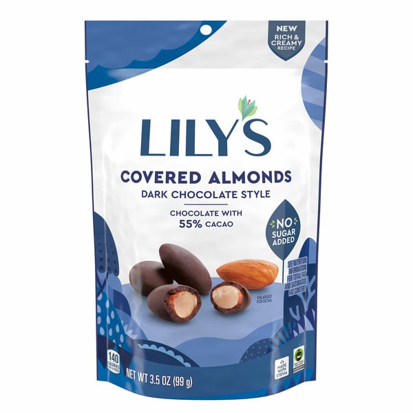 Nuts, Seeds & Snack Mix Lily's Dark Chocolate Style No Sugar Added Covered Almonds hero