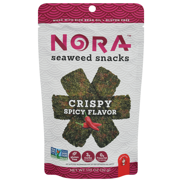 Nora Snacks Seaweed Snacks, Spicy Flavor, Crispy hero