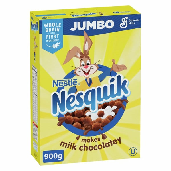 Cereal Nestlé NESQUIK Chocolate Breakfast Cereal, Jumbo Size, Whole Grains hero