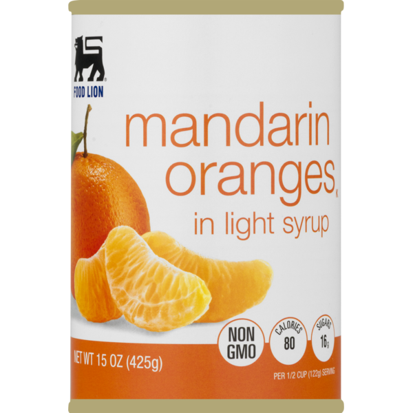 Canned Fruit & Applesauce Food Lion Oranges, Mandarin, in Light Syrup, Can hero