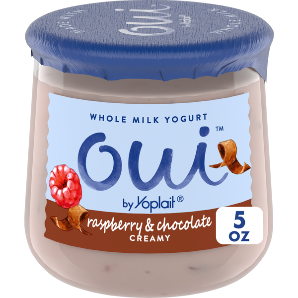 Yogurt Yoplait Oui Raspberry and Chocolate Whole Milk Yogurt Jar hero