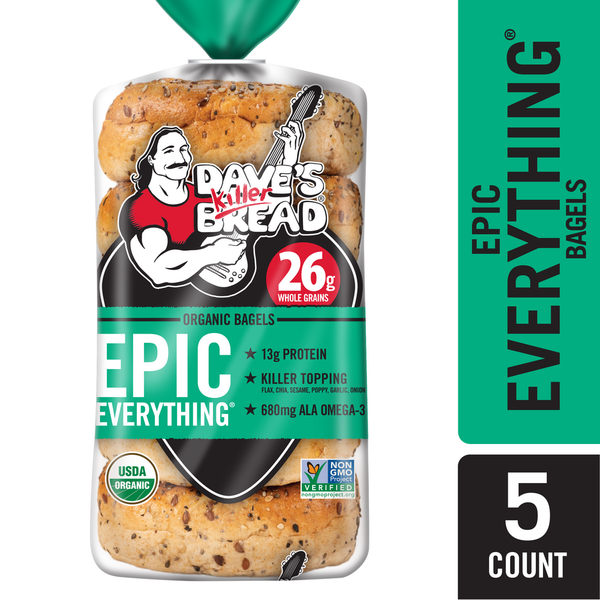 Donuts, Muffins & Bagels Dave's Killer Bread Epic Everything Organic Bagels hero