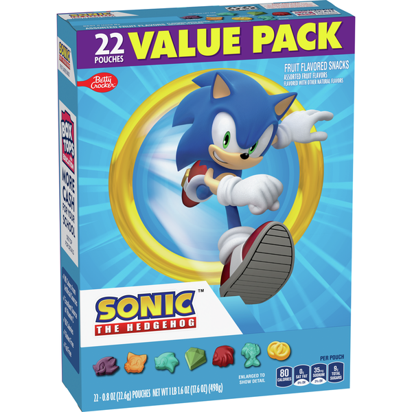 Fruit & Vegetable Snacks Betty Crocker Sonic The Hedgehog Gluten Free Fruit Flavored Snacks Value Pack hero