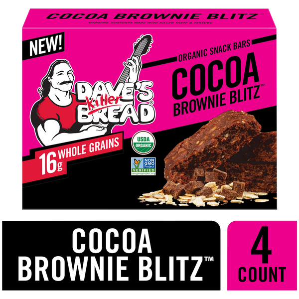 Cereal Dave's Killer Bread Cocoa Brownie Blitz Organic Snack Bars, 4 Individually Wrapped Snack Bars hero