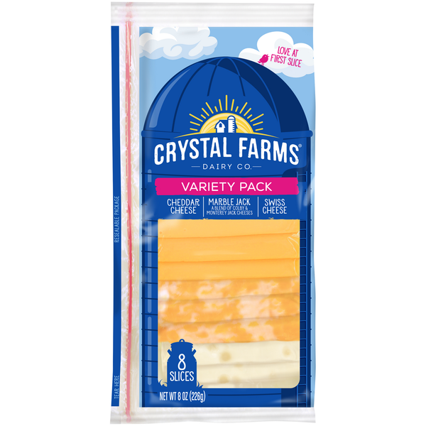 Packaged Cheese Crystal Farms Variety Pack Cheese Slices hero