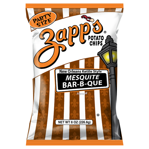 Zapp's Potato Chips, Mesquite Bar-B-Que Flavored, Kettle Style, Party Size hero